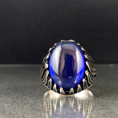 Sapphire Gemstone 925 Sterling Silver Handmade Men Ring