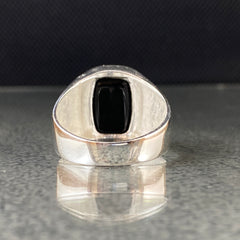 Minimalist Black Onyx Pinky 925 Silver Ring For Men