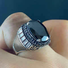 Onyx Gemstone 925 Solid Silver Classic Ring