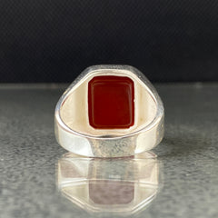 925 Sterling Silver Red Agate Gemstone Handmade Men Ring