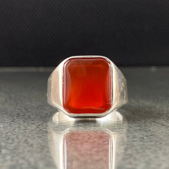 925 Sterling Silver Red Agate Gemstone Handmade Men Ring