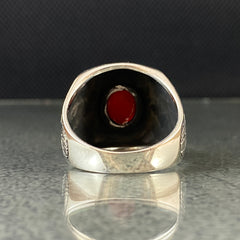 925 Sterling Silver Red Agate Gemstone Handmade Men Ring