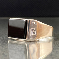 Onyx Gemstone Black 925 Solid Silver Men Ring