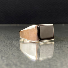 Onyx Gemstone Black 925 Solid Silver Men Ring