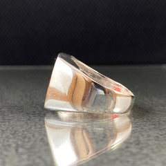 Simple Agate Stone 925 Sterling Silver Men Ring