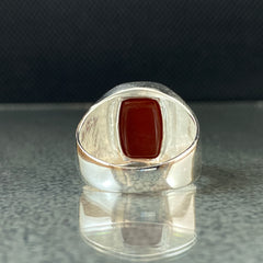 Simple Agate Stone 925 Sterling Silver Men Ring