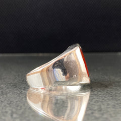 Simple Agate Stone 925 Sterling Silver Men Ring