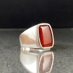 Simple Agate Stone 925 Sterling Silver Men Ring