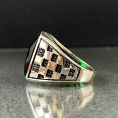 Emerald 925 Solid Silver Men Ring