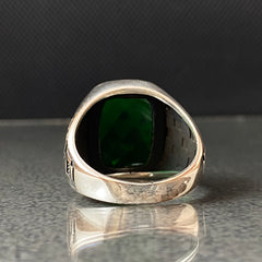 Anillo de plata maciza de piedra esmeralda 925, anillo de piedra preciosa esmeralda verde 