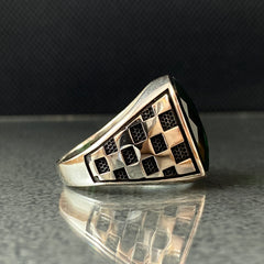 Emerald 925 Solid Silver Men Ring