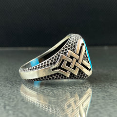 Turquoise Gemstone 925 Silver Men Ring