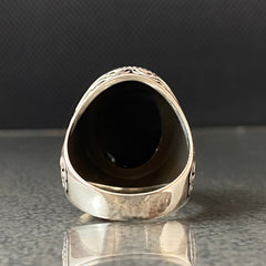 Oval Black Onyx Gemstone Daily 925 Silver Men Ring