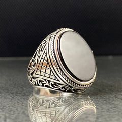 Oval Black Onyx Gemstone Daily 925 Silver Men Ring