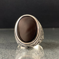 Oval Black Onyx Gemstone Daily 925 Silver Men Ring