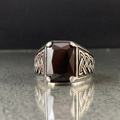 Men Handmade Black Onyx Gemstone 925 Silver Ring