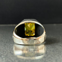 Citrine Gemstone Men Handmade 925 Solid Silver Men Ring