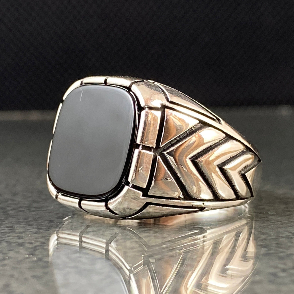 Onyx Gemstone 925 Silver Men Ring