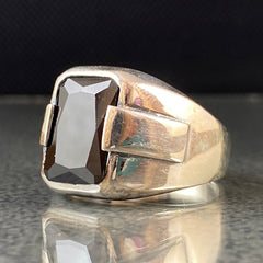 Onyx Gemstone Simple 925 Solid Silver Men Ring