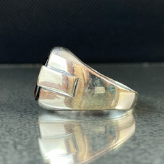 Onyx Gemstone Simple 925 Solid Silver Men Ring