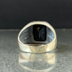 Onyx Gemstone Simple 925 Solid Silver Men Ring