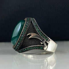 Anillo de plata maciza de piedra esmeralda 925, anillo de piedra preciosa esmeralda verde 