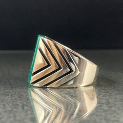 Green Agate Gemstone 925 Silver Men Ring