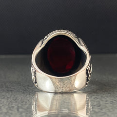 Red Ruby Gemstone 925 Silver Men Ring