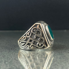 Agate Gemstone 925 Sterling Silver Men Ring