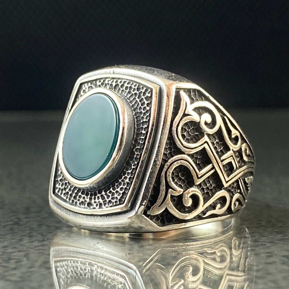 Agate Gemstone 925 Sterling Silver Men Ring