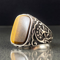 Tiger Eye Gemstone 925 Solid Silver Ring