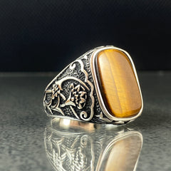 Tiger Eye Gemstone 925 Solid Silver Ring