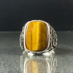 Tiger Eye Gemstone 925 Solid Silver Ring