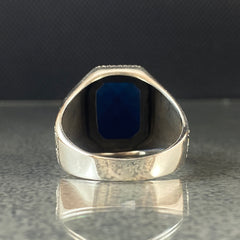 Sapphire Gemstone 925 Solid Silver Handmade Men Ring