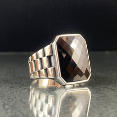 Onyx Gemstone 925 Solid Silver Handmade Ring