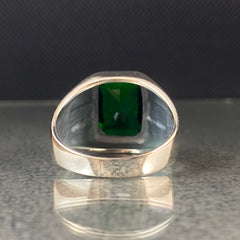 Green Emerald Gemstone 925 Solid Silver Men Ring