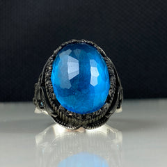 Aquamarine Gemstone 925 Solid Silver Handmade Ring