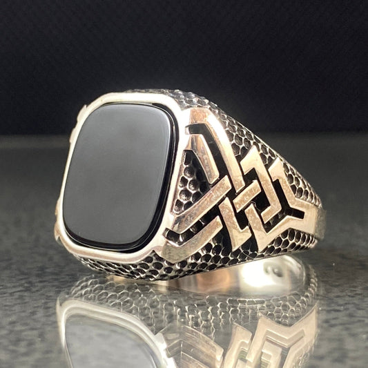 Black Onyx Gemstone 925 Sterling Silver Men Ring