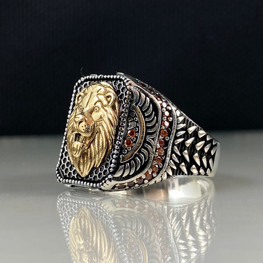 Lion Animal 925 Sterling Silver Leo Zodiac Ring