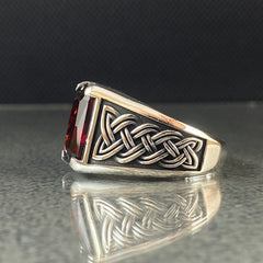 Ruby Gemstone 925 Solid Silver Men Ring