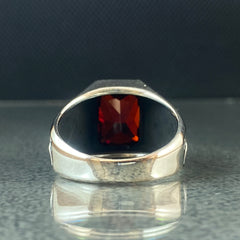 Ruby Gemstone 925 Solid Silver Men Ring