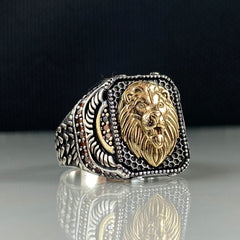 Lion Animal 925 Sterling Silver Leo Zodiac Ring