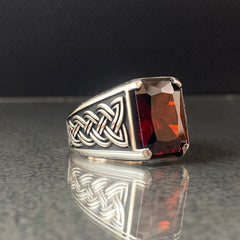 Ruby Gemstone 925 Solid Silver Men Ring