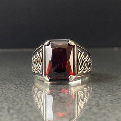 Ruby Gemstone 925 Solid Silver Men Ring