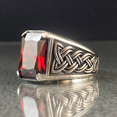 Ruby Gemstone 925 Solid Silver Men Ring