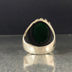 Anillo de plata maciza de piedra esmeralda 925, anillo de piedra preciosa esmeralda verde 