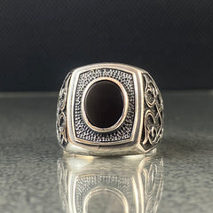 Onyx Gemstone 925 Solid Silver Men Handmade Ring