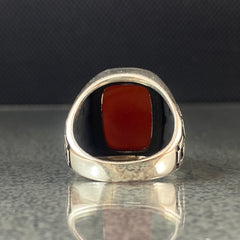 Red Agate Gemstone 925 Solid Silver Men Ring