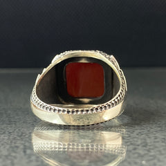 Red Agate Gemstone 925 Sterling Silver Ring