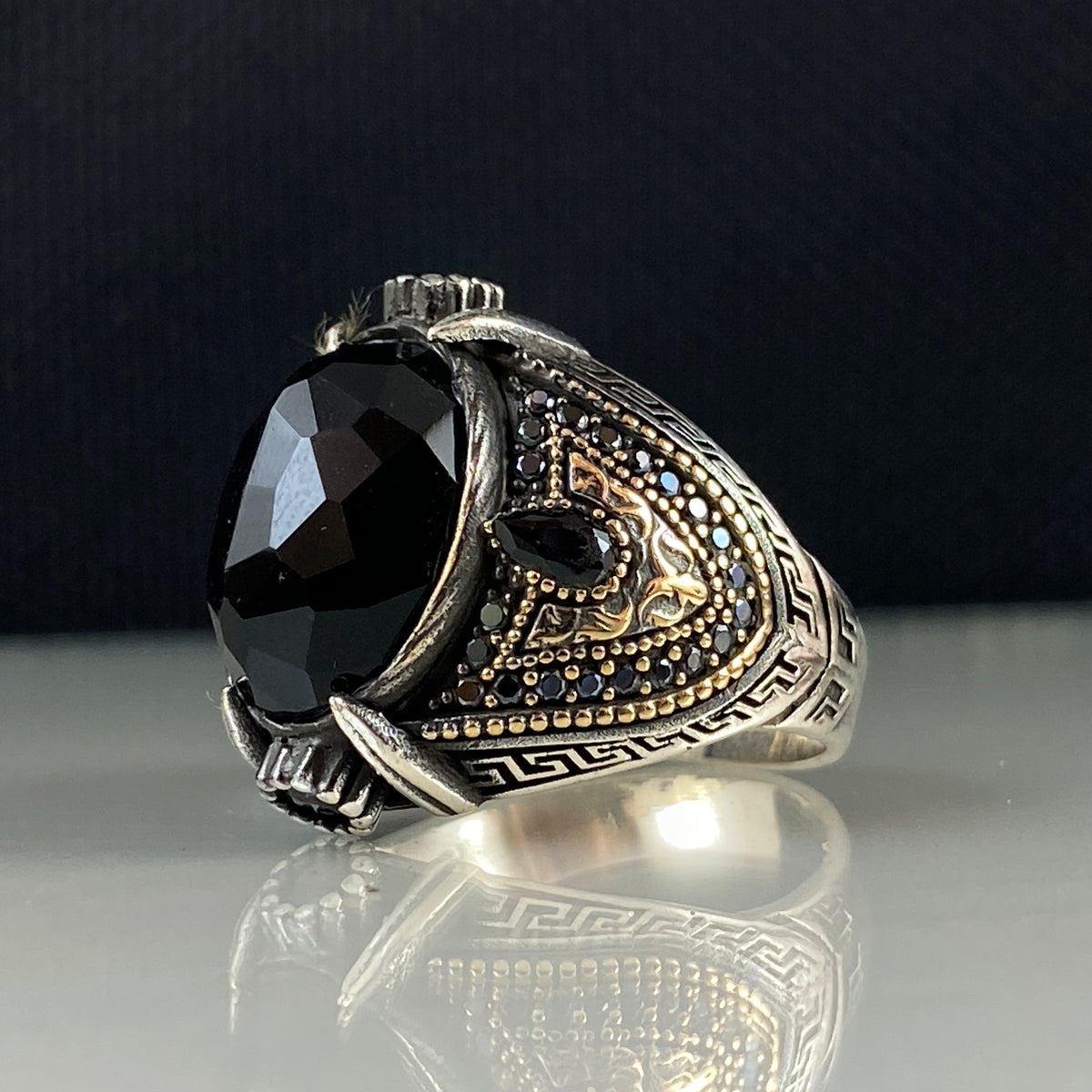 Oval Black Onyx Gemstone 925 Sterling Silver Handmade Ring